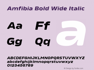 Amfibia Bold Wide Italic Version 1.000;PS 001.000;hotconv 1.0.88;makeotf.lib2.5.64775图片样张