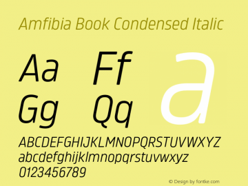 Amfibia Book Condensed Italic Version 1.000;PS 001.000;hotconv 1.0.88;makeotf.lib2.5.64775图片样张