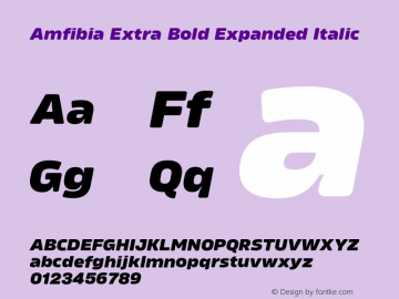 Amfibia Extra Bold Expanded Italic Version 1.000;PS 001.000;hotconv 1.0.88;makeotf.lib2.5.64775图片样张