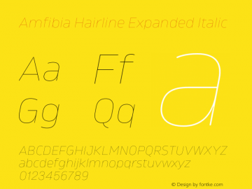 Amfibia Hairline Expanded Italic Version 1.000;PS 001.000;hotconv 1.0.88;makeotf.lib2.5.64775图片样张