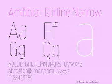 Amfibia Hairline Narrow Version 1.000;PS 001.000;hotconv 1.0.88;makeotf.lib2.5.64775图片样张