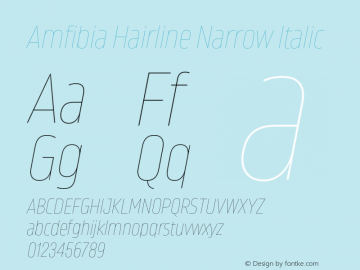 Amfibia Hairline Narrow Italic Version 1.000;PS 001.000;hotconv 1.0.88;makeotf.lib2.5.64775图片样张