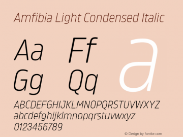 Amfibia Light Condensed Italic Version 1.000;PS 001.000;hotconv 1.0.88;makeotf.lib2.5.64775图片样张