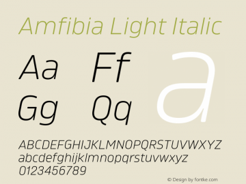 Amfibia Light Italic Version 1.000;PS 001.000;hotconv 1.0.88;makeotf.lib2.5.64775图片样张