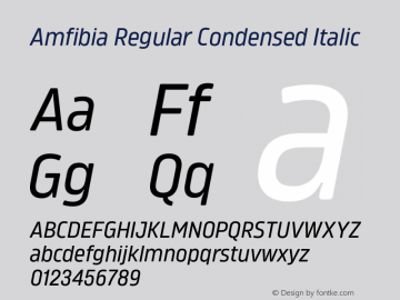 Amfibia Regular Condensed Italic Version 1.000;PS 001.000;hotconv 1.0.88;makeotf.lib2.5.64775图片样张