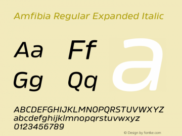Amfibia Regular Expanded Italic Version 1.000;PS 001.000;hotconv 1.0.88;makeotf.lib2.5.64775图片样张
