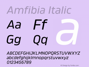 Amfibia Regular Italic Version 1.000;PS 001.000;hotconv 1.0.88;makeotf.lib2.5.64775图片样张