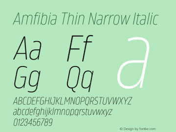 Amfibia Thin Narrow Italic Version 1.000;PS 001.000;hotconv 1.0.88;makeotf.lib2.5.64775图片样张