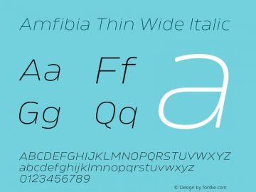 Amfibia Thin Wide Italic Version 1.000;PS 001.000;hotconv 1.0.88;makeotf.lib2.5.64775图片样张