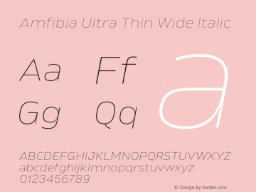 Amfibia Ultra Thin Wide Italic Version 1.000;PS 001.000;hotconv 1.0.88;makeotf.lib2.5.64775图片样张