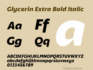 Glycerin Extra Bold Italic Version 1.015;Glyphs 3.1.2 (3151)图片样张