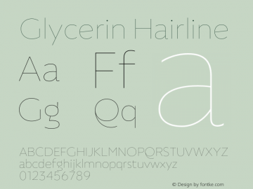 Glycerin Hairline Version 1.015;Glyphs 3.1.2 (3151)图片样张