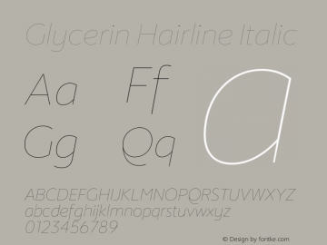 Glycerin Hairline Italic Version 1.015;Glyphs 3.1.2 (3151)图片样张