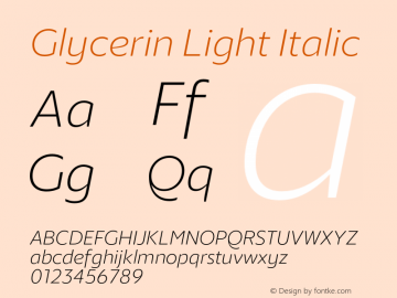 Glycerin Light Italic Version 1.015;Glyphs 3.1.2 (3151)图片样张