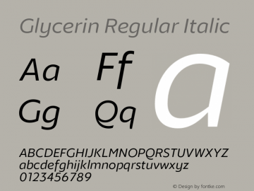 Glycerin Regular Italic Version 1.015;Glyphs 3.1.2 (3151)图片样张