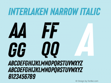 Interlaken Narrow Italic Version 1.010;Glyphs 3.1.2 (3151)图片样张
