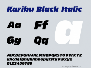 Karibu Black Italic Version 1.000;PS 001.000;hotconv 1.0.88;makeotf.lib2.5.64775图片样张