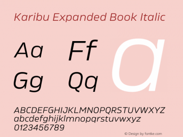 Karibu Expanded Book Italic Version 1.000;PS 001.000;hotconv 1.0.88;makeotf.lib2.5.64775图片样张