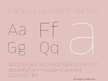 Karibu Expanded Hairline Version 1.000;PS 001.000;hotconv 1.0.88;makeotf.lib2.5.64775图片样张