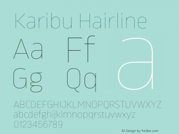 Karibu Hairline Version 1.000;PS 001.000;hotconv 1.0.88;makeotf.lib2.5.64775图片样张