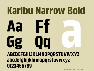 Karibu Narrow Bold Version 1.000;PS 001.000;hotconv 1.0.88;makeotf.lib2.5.64775图片样张