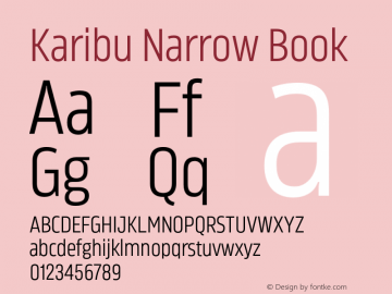 Karibu Narrow Book Version 1.000;PS 001.000;hotconv 1.0.88;makeotf.lib2.5.64775图片样张