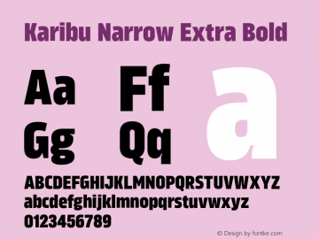 Karibu Narrow Extra Bold Version 1.000;PS 001.000;hotconv 1.0.88;makeotf.lib2.5.64775图片样张