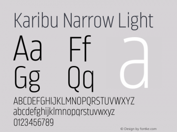 Karibu Narrow Light Version 1.000;PS 001.000;hotconv 1.0.88;makeotf.lib2.5.64775图片样张