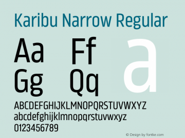 Karibu Narrow Regular Version 1.000;PS 001.000;hotconv 1.0.88;makeotf.lib2.5.64775图片样张