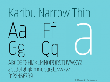 Karibu Narrow Thin Version 1.000;PS 001.000;hotconv 1.0.88;makeotf.lib2.5.64775图片样张