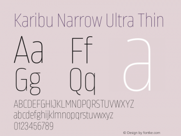 Karibu Narrow Ultra Thin Version 1.000;PS 001.000;hotconv 1.0.88;makeotf.lib2.5.64775图片样张