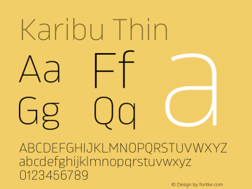 Karibu Thin Version 1.000;PS 001.000;hotconv 1.0.88;makeotf.lib2.5.64775图片样张