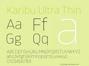 Karibu Ultra Thin Version 1.000;PS 001.000;hotconv 1.0.88;makeotf.lib2.5.64775图片样张