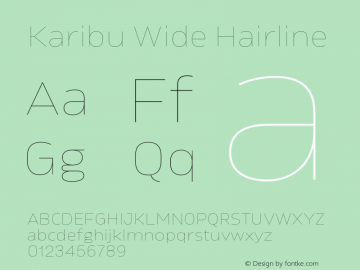 Karibu Wide Hairline Version 1.000;PS 001.000;hotconv 1.0.88;makeotf.lib2.5.64775图片样张