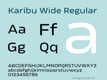 Karibu Wide Regular Version 1.000;PS 001.000;hotconv 1.0.88;makeotf.lib2.5.64775图片样张