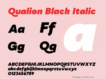 Qualion Black Italic Version 1.000;PS 001.000;hotconv 1.0.88;makeotf.lib2.5.64775图片样张