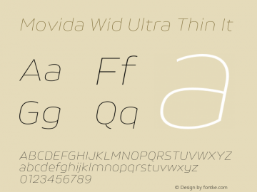 Movida Wid Ultra Thin It Version 1.000;Glyphs 3.1.2 (3151)图片样张