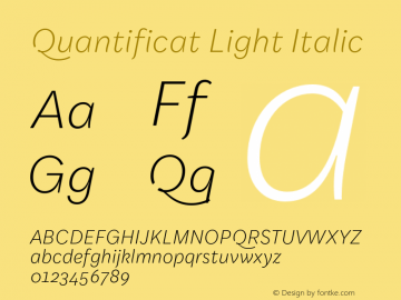 Quantificat Light Italic Version 1.000;Glyphs 3.1.2 (3151)图片样张