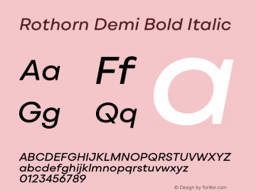 Rothorn Demi Bold Italic Version 1.000;FEAKit 1.0图片样张