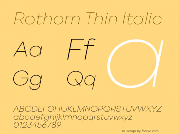 Rothorn Thin Italic Version 1.000;FEAKit 1.0图片样张