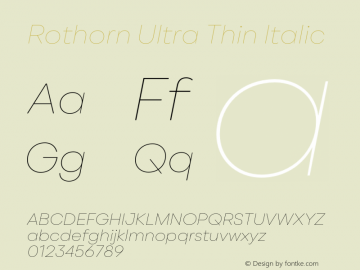 Rothorn Ultra Thin Italic Version 1.000;FEAKit 1.0图片样张