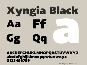 Xyngia-Black Version 1.020;PS 001.020;hotconv 1.0.88;makeotf.lib2.5.64775图片样张