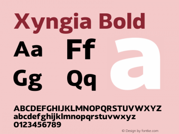 Xyngia Bold Version 1.020;PS 001.020;hotconv 1.0.88;makeotf.lib2.5.64775图片样张
