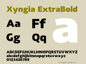 Xyngia-ExtraBold Version 1.020;PS 001.020;hotconv 1.0.88;makeotf.lib2.5.64775图片样张