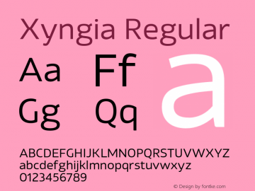 Xyngia-Regular Version 1.020;PS 001.020;hotconv 1.0.88;makeotf.lib2.5.64775图片样张