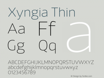 Xyngia-Thin Version 1.020;PS 001.020;hotconv 1.0.88;makeotf.lib2.5.64775图片样张