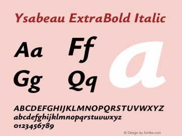 Ysabeau ExtraBold Italic Version 2.002;Glyphs 3.2 (3227)图片样张