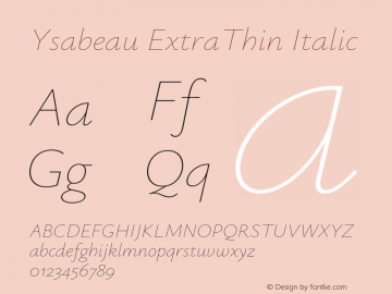 Ysabeau ExtraThin Italic Version 2.002;Glyphs 3.2 (3227)图片样张