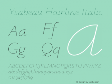 Ysabeau Hairline Italic Version 2.002;Glyphs 3.2 (3227)图片样张