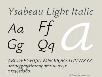 Ysabeau Light Italic Version 2.002;Glyphs 3.2 (3227)图片样张
